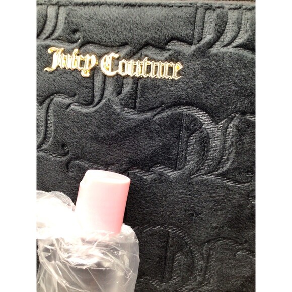 Juicy Couture BlackTravel Velour Makeup Cosmetic Bag Includes/Travel Bottle - Picture 8 of 9